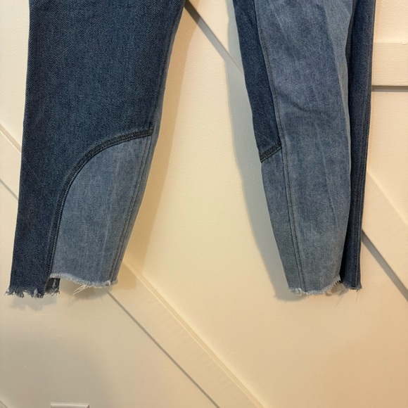 Rejina Pyo Luci Patchwork Contrast Raw Hem Slim Straight Ankle Jean Trousers 16 - Picture 6 of 13